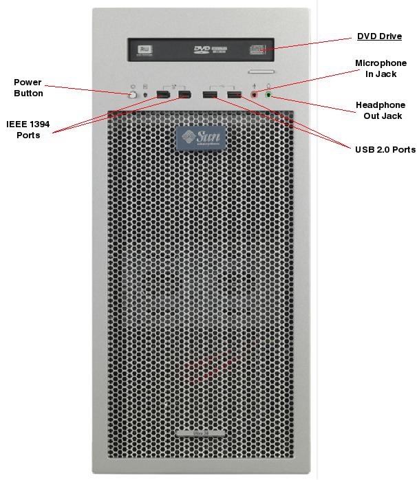 Sun Ultra 20 M2 Workstation, RoHS:Y Front Callout